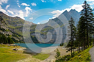 Oeschinen Lake Switzerland, part of the UNESCO World Heritage Site