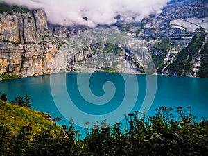 Oeschinensee, Mountain lake. Switzerland