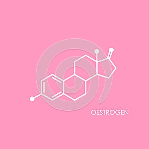 Oestrogen molecula structure. colorful line icon isolated on pink background