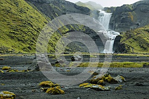 Ofaerufoss waterfall in Eldgja canyon