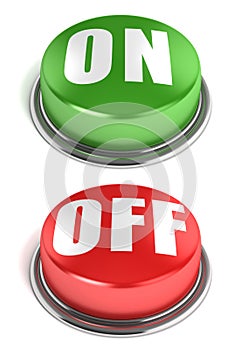 On off 3d buttons isolated on a white background