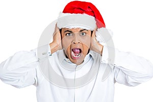 A off, annoyed xmas man yelling out