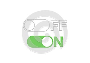 Off or on button. Green on button and linear style off button. Vector