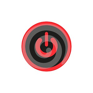 Off button red black. Computer technology concept. Vector illustration.