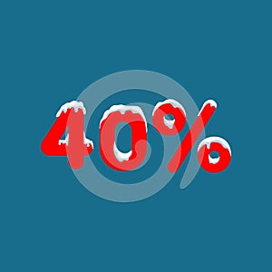 10 off. A discount of ten percent. Numbers in the snow. Winter sale, Christmas sale, holiday sale. Flat vector illustration