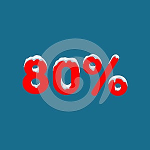 10 off. A discount of ten percent. Numbers in the snow. Winter sale, Christmas sale, holiday sale. Flat vector illustration