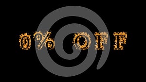 0% Off fire text effect black background