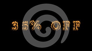 35% Off fire text effect black background
