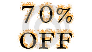 70% Off fire text effect white isolated background