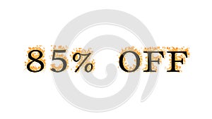 85% Off fire text effect white isolated background