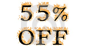 55% Off fire text effect white isolated background