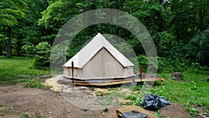 Off Grid Tipi / Wall Tent Camp. Airbnb Hipcamp Bushcraft campsite. Survival Shelter