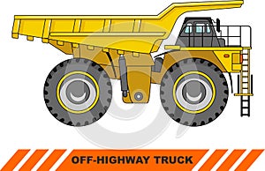 Off-highway truck. Heavy mining truck. Vector