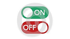 On and Off icon. Vector green and red flat isolated illustration