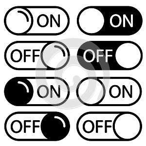 On off icon vector set. Switch button illustration sign or symbol collection.
