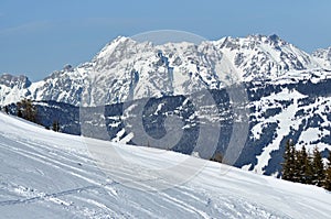 Off-piste slope in the Alps