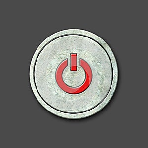 On.Off.Power. Social icon on a round stone. Isolated on a gray background. Social media. Design