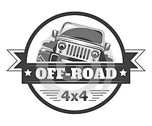 Off-road 4x4 extreme car club logo template. Vector symbol