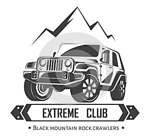 Off-road 4x4 extreme car club logo template. Vector symbol