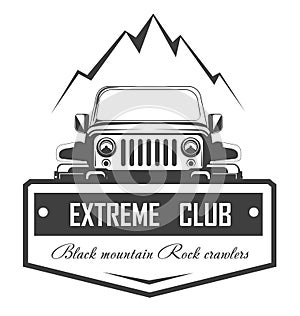 Off-road 4x4 extreme car club logo template. Vector symbol