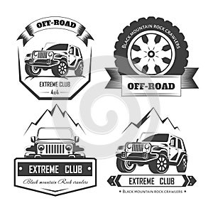 Off-road 4x4 extreme car club logo templates. Vector