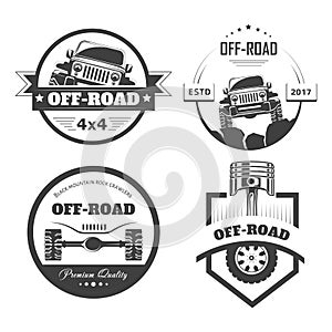 Off-road 4x4 extreme car club logo templates. Vector symbols