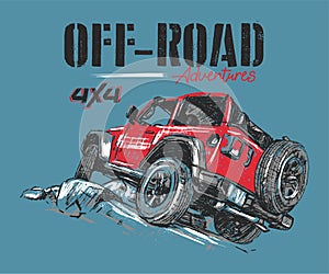 Off road adventure car vector illustration