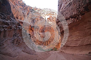 An off road adventure in a narrow abandoned canyon in Capitol Reef National Park