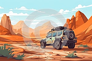 Off-Road Adventures: Conquering Nature& x27;s Wild Terrain in a Red Jeep Wrangler with Adventure Enthusiasts, against a