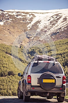 off road all terrain car in high mountains