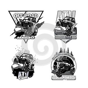 Off-Road ATV Buggy, Black and White Logo.