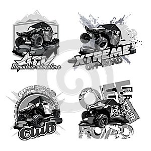 Off-Road ATV Buggy, Black and White Logo.