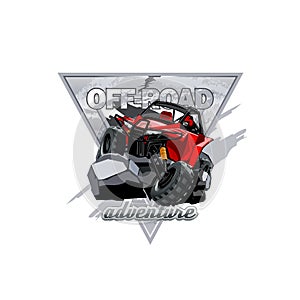 Off-Road ATV Buggy Logo, Adventure in the mountains.