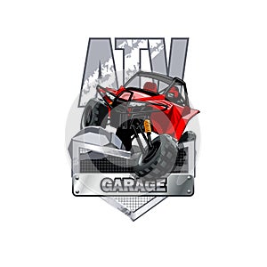 Off-Road ATV Buggy Logo, Service and Repairs garage.
