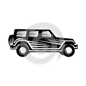 Off-road Car Adventure Logo Vector Illustration. Offroad suv Car vector logo icon silhouette design. Offroad Rally Car logo vector photo