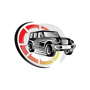 Off-road Car Adventure Logo Vector Illustration. Offroad suv Car vector logo icon silhouette design. Offroad Rally Car logo vector