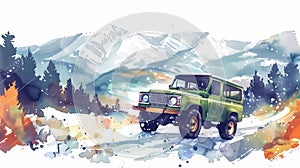 off-road car, country music background, road trip,