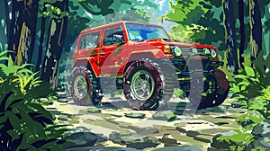 off-road car, country music background, road trip,