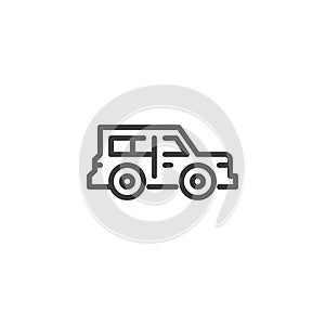 Off-road car line icon