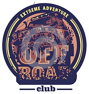 Off-road car logo, mud terrain suv, expedition offroader.