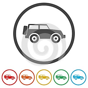 Off-road Car logo ring icon, color set