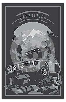 Off-road car logo, safari suv, expedition offroader.