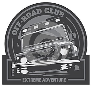 Off-road car logo, safari suv, expedition offroader.