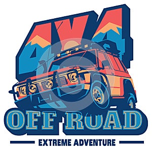 Off-road car logo, safari suv, expedition offroader.