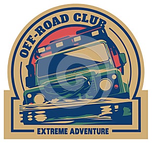 Off-road car logo, safari suv, expedition offroader. photo