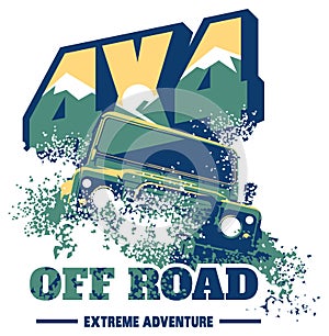 Off-road car logo, safari suv, expedition offroader. photo