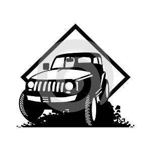 Off Road CAR - Truck 4x4 SUV - Off-road car and elements for tshirt and emblem