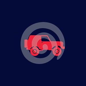 Off-road car, 4wd suv vector icon