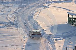 Off-road car in winter