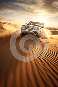 Off-road driving fast in the desert bashing sand dunes